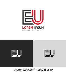 Initial Letter EU linked uppercase overlap modern logo design template. Suitable for business, consulting group company