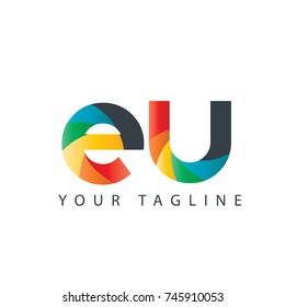 Initial Letter EU Rounded Design Logo