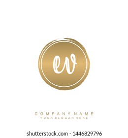Initial letter EV beautiful handwriting logo vector template