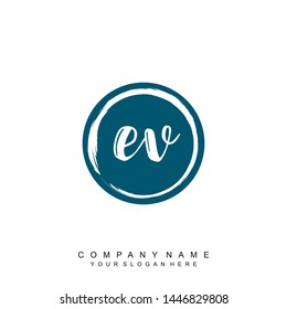 Initial letter EV beautiful handwriting logo vector template