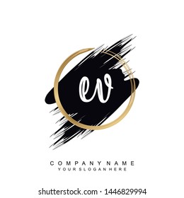 Initial letter EV beautiful handwriting logo vector template