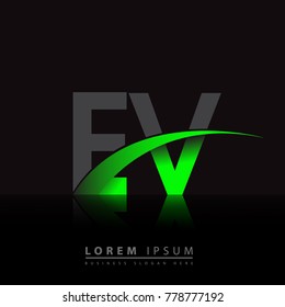 initial letter EV logotype company name colored green and black swoosh design. vector logo for business and company identity.
