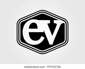 Initial letter ev lowercase logo minimalist black