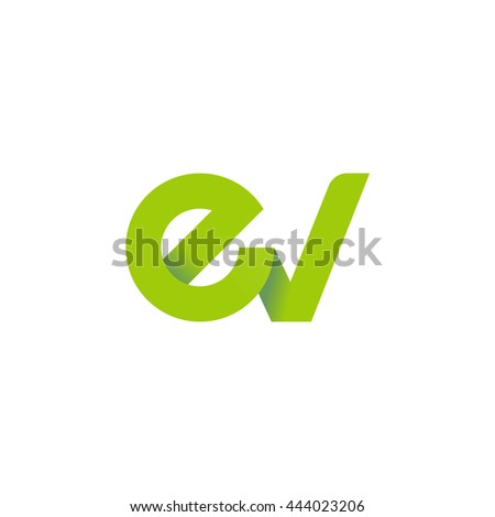 initial letter ev modern linked circle round lowercase logo green