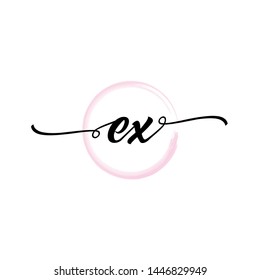 Initial letter EW beautiful handwriting logo vector template