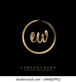 Initial letter EW beautiful handwriting logo vector template