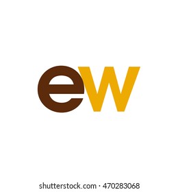 Initial letter EW brown yellow color logo