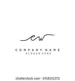 Initial letter EW calligraphy handwritten logo. Handwritten alphabet in the logo template. Letters and Alphabet for your logo design.