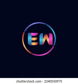 Initial letter EW curve rounded logo, gradient vibrant colorful glossy colors