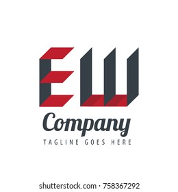 Initial Letter EW Design Logo With Square