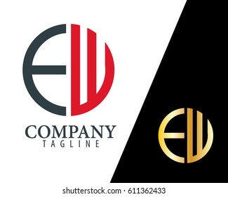 Initial Letter EW FW With Linked Circle Logo