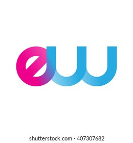 initial letter ew linked circle lowercase logo pink blue purple