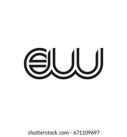 Initial letter ew, linked outline rounded lowercase, monogram black