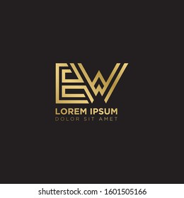 Initial Letter EW linked uppercase overlap modern gold logo vector design template. Suitable for business, consulting group company.