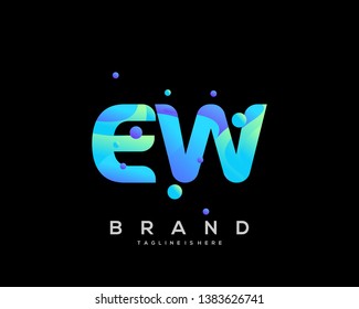 Initial letter EW logo with colorful background, letter combination logo design for creative industry, web, business and company. - Vector