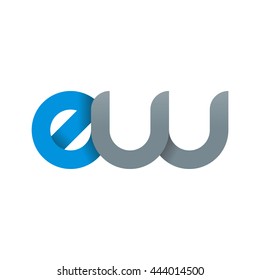 initial letter ew modern linked circle round lowercase logo blue gray