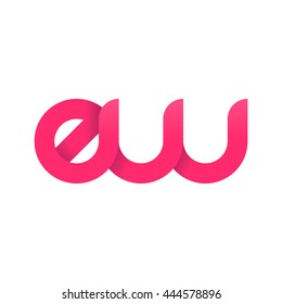 initial letter ew modern linked circle round lowercase logo pink