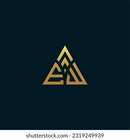 Initial letter EW triangle logo design, flourish, develop, natural, luxury, simple, finance logo, real estate, suitable for your company.