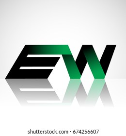 Initial letter EW uppercase modern and simple logo linked green and black colored, isolated in white background. Vector design for company identity.