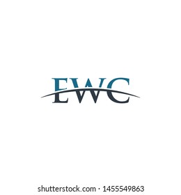 Initial letter EWC, overlapping movement swoosh horizon logo company design inspiration in blue and gray color vector