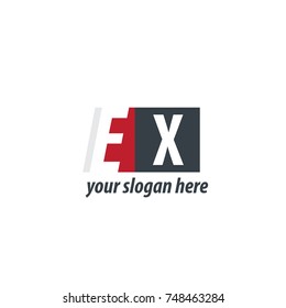 Initial Letter EX Design Logo With Square