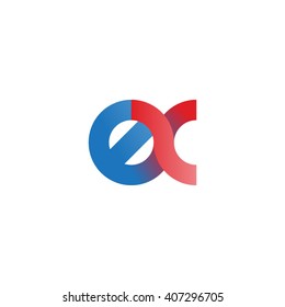 initial letter ex linked circle lowercase logo blue red