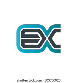 Initial Letter EX Linked Design Logo Blue Black