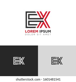 Initial Letter EX linked uppercase overlap modern logo design template. Suitable for business, consulting group company