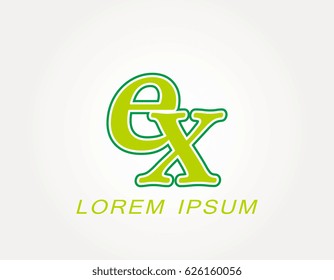 Initial letter ex logo. Monogram lowercase italic