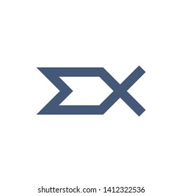 Initial letter ex minimalist typographic art monogram shape business brand identity logo, navy color on white background
