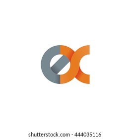 initial letter ex modern linked circle round lowercase logo orange gray