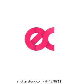 initial letter ex modern linked circle round lowercase logo pink