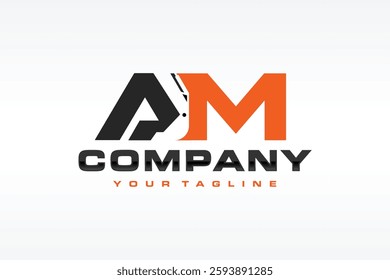 initial letter AM excavator logo
