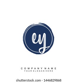 Initial letter EY beautiful handwriting logo vector template