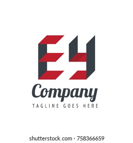 Initial Letter EY Design Logo With Square