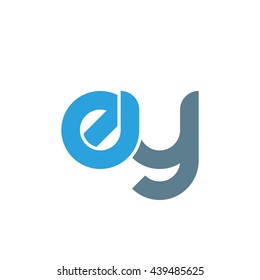 initial letter ey linked round lowercase logo blue