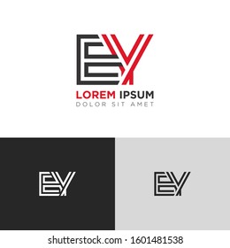 Initial Letter EY linked uppercase overlap modern logo design template. Suitable for business, consulting group company