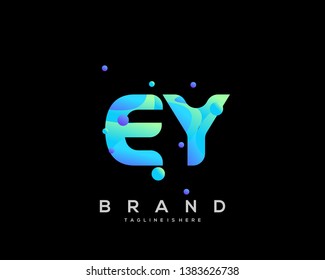Initial letter EY logo with colorful background, letter combination logo design for creative industry, web, business and company. - Vector