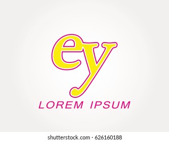 Initial letter ey logo. Monogram lowercase italic