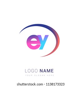 initial letter EY logotype company name, coloreful and swoosh design. vector logo for business and company identity.