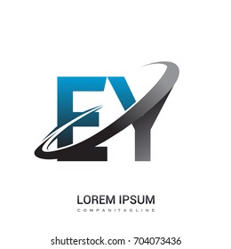 initial letter EY logotype company name colored blue and grey swoosh design. logo design for business and company identity.
