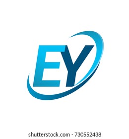 initial letter EY logotype company name colored blue swoosh design concept. vector logo for business and company identity.
