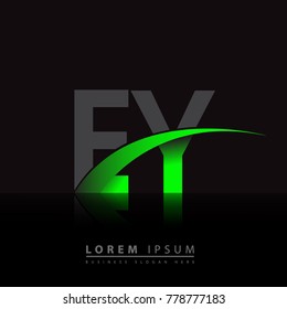 initial letter EY logotype company name colored green and black swoosh design. vector logo for business and company identity.

