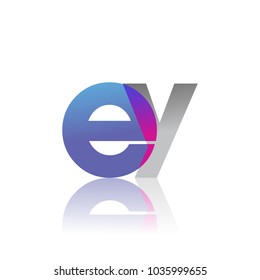 Initial Letter EY Lowercase overlap Logo Blue, pink and grey, Modern and Simple Logo Design.