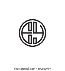 Initial letter EY, minimalist line art monogram circle logo, black color