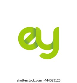 initial letter ey modern linked circle round lowercase logo green