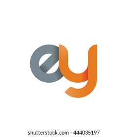 initial letter ey modern linked circle round lowercase logo orange gray