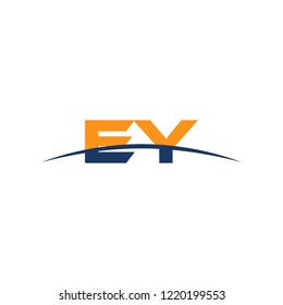 Initial letter EY, overlapping movement swoosh horizon logo vector