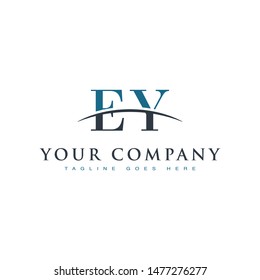 Initial letter EY, overlapping movement swoosh horizon logo company design inspiration in blue and gray color vector