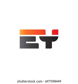 Initial letter EY, straight linked line bold logo, gradient fire red black colors